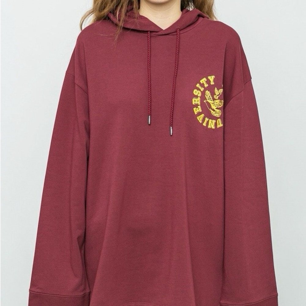 FENTY x PUMA by Rihanna Burgundy Oversized Hoodie Size Medium Lace Detail Rare